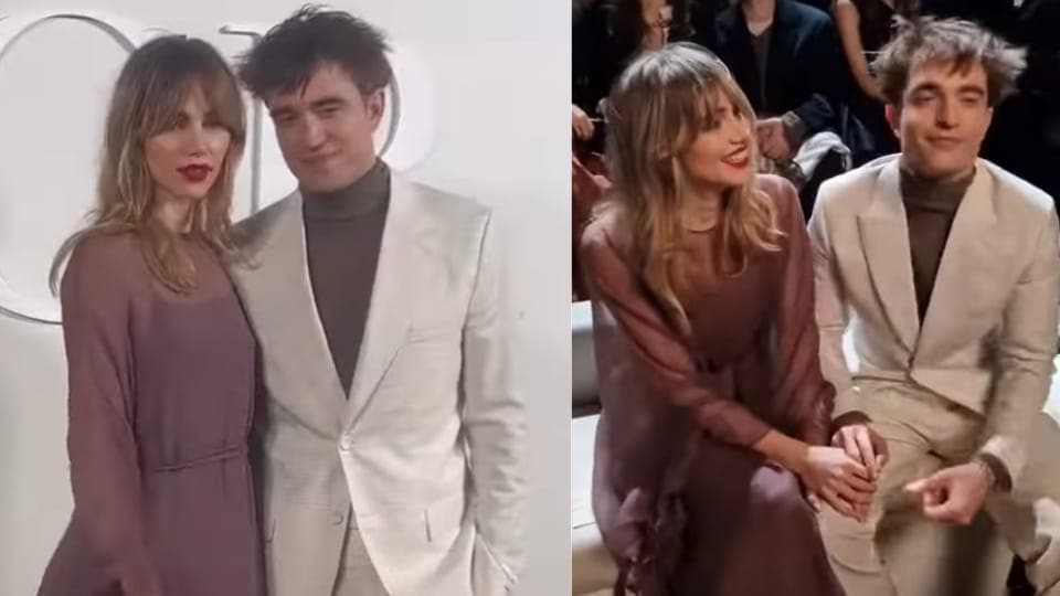 Robert Pattinson with Suki Waterhouse at the Dior Men Fall 2023 show in Giza, Egypt. Robert Pattinson with Suki Waterhouse at the Dior Men Fall 2023 show in Giza, Egypt.