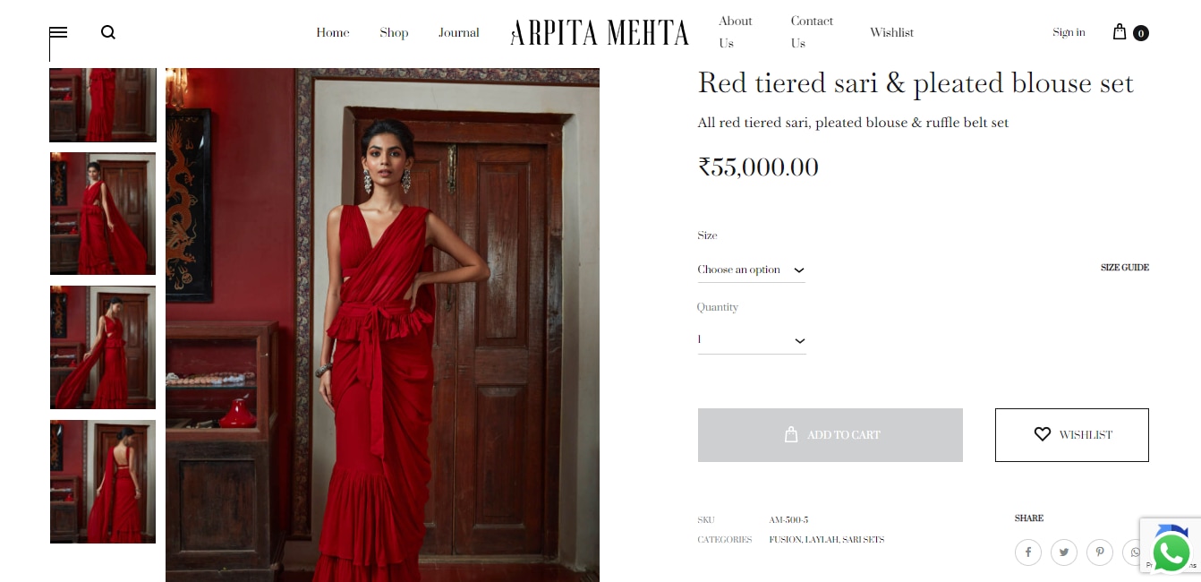 The price of the saree Pooja Hegde wore to the Cirkus trailer launch. (arpitamehtaofficial.com)