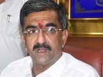 Maharashtra minister Shambhuraj Desai was addressing the media on the occasion of Dr Ambedkar's Mahaparinirvan Diwas. (HT PHOTO) Maharashtra minister Shambhuraj Desai was addressing the media on the occasion of Dr Ambedkar's Mahaparinirvan Diwas. (HT PHOTO)