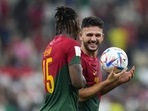 Portugal's Rafael Leao, left, and Portugal's Goncalo Ramos celebrate after the win (AP) Portugal's Rafael Leao, left, and Portugal's Goncalo Ramos celebrate after the win (AP)