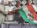 Saket Gokhale (second from right) joined the TMC in August 2021 (Image credit: Twitter @AITCofficial) Saket Gokhale (second from right) joined the TMC in August 2021 (Image credit: Twitter @AITCofficial)