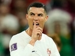 Portugal's Cristiano Ronaldo gestures as he leaves the pitch Portugal's Cristiano Ronaldo gestures as he leaves the pitch