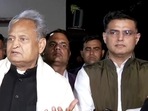 Rajasthan chief minister Ashok Gehlot addresses a joint press conference with Congress leader Sachin Pilot in Jaipur. (ANI file)