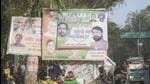 Hoardings of mayoral candidates on Collectorate Road in Ghaziabad on Tuesday. (Sakib Ali/HT Photo) Hoardings of mayoral candidates on Collectorate Road in Ghaziabad on Tuesday. (Sakib Ali/HT Photo)