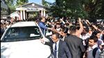 Assam chief minister Himanta Biswa Sarma being greeted by students in Bongaigaon on Monday. (ANI Photo) Assam chief minister Himanta Biswa Sarma being greeted by students in Bongaigaon on Monday. (ANI Photo)