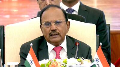 NNational Security Advisor Ajit Doval addresses the first India-Central Asia meeting in New Delhi on Tuesday. (ANI)