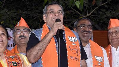 Bollywood actor Paresh Rawal addressing a public meeting for the Gujarat Assembly elections in Surat on November 29. (ANI File Photo) Bollywood actor Paresh Rawal addressing a public meeting for the Gujarat Assembly elections in Surat on November 29. (ANI File Photo)