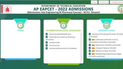 APEAPCET 2022 seat allotment result for pharmacy out at eapcet-sche.aptonline.in APEAPCET 2022 seat allotment result for pharmacy out at eapcet-sche.aptonline.in