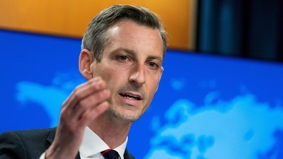 US state department spokesperson Ned Price speaks during a news conference in Washington. (REUTERS)