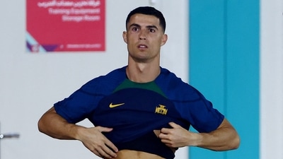 Portugal's Cristiano Ronaldo during training (REUTERS)