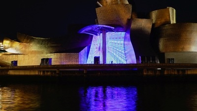 Spain Digital Nomad Visa: The atrium of the Guggenheim Museum is illuminated in Bilbao, Spain. (Reuters)