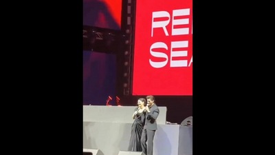 The image, taken from an Instagram video, shows Shah Rukh Khan and Kajol at Red Sea Film Festival. (Screengrab)