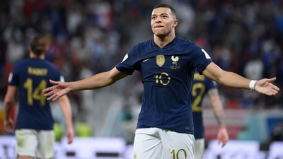 France forward Kylian Mbappe celebrates after scoring during the FIFA World Cup 2022 (AFP) France forward Kylian Mbappe celebrates after scoring during the FIFA World Cup 2022 (AFP)