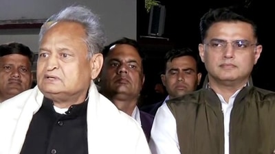 Rajasthan chief minister Ashok Gehlot addresses a joint press conference with Congress leader Sachin Pilot in Jaipur. (ANI file)