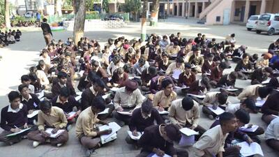 As the schools in Ludhiana are overburdened, the exams which are being conducted in three shifts have disrupted the regular studies with teachers and students remaining busy with preparations for the exams. (HT PHOTO) As the schools in Ludhiana are overburdened, the exams which are being conducted in three shifts have disrupted the regular studies with teachers and students remaining busy with preparations for the exams. (HT PHOTO)