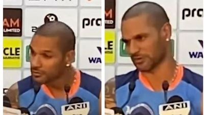 Shikhar Dhawan during a press conference in Bangladesh