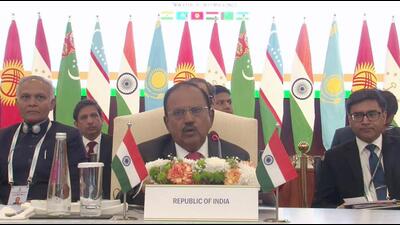 National Security Advisor Ajit Doval at the inaugural India-Central Asia meeting of NSAs and secretaries of security councils in New Delhi on Tuesday. (PTI Photo) National Security Advisor Ajit Doval at the inaugural India-Central Asia meeting of NSAs and secretaries of security councils in New Delhi on Tuesday. (PTI Photo)