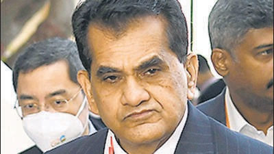 Udaipur, Dec 05 (ANI): G20 Sherpa of India, Amitabh Kant arrives to attend a G20 Sherpa meeting, in Udaipur on Monday. (ANI Photo) (Ishant) Udaipur, Dec 05 (ANI): G20 Sherpa of India, Amitabh Kant arrives to attend a G20 Sherpa meeting, in Udaipur on Monday. (ANI Photo) (Ishant)