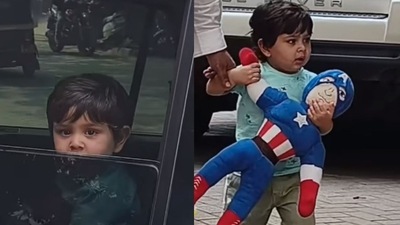 Jehangir Ali Khan with his special toy in Mumbai. (Viral Bhayani) (Viral Bhayani) Jehangir Ali Khan with his special toy in Mumbai. (Viral Bhayani) (Viral Bhayani)