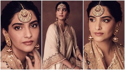 Sonam Kapoor decks up in mom Sunita Kapoor's jewellery and couture ensemble to attend a wedding. (Instagram) Sonam Kapoor decks up in mom Sunita Kapoor's jewellery and couture ensemble to attend a wedding. (Instagram)
