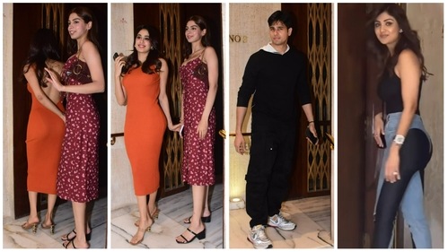 Janhvi Kapoor, Khushi Kapoor, Sidharth Malhotra, Shilpa Shetty at Manish Malhotra's birthday bash. (Varinder Chawla) Janhvi Kapoor, Khushi Kapoor, Sidharth Malhotra, Shilpa Shetty at Manish Malhotra's birthday bash. (Varinder Chawla)