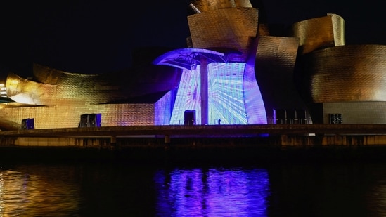 Spain Digital Nomad Visa: The atrium of the Guggenheim Museum is illuminated in Bilbao, Spain.(Reuters)