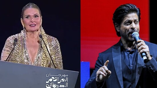Actors Yousra and Shah Rukh Khan at the Red Sea International Film Festival in Jeddah last week.