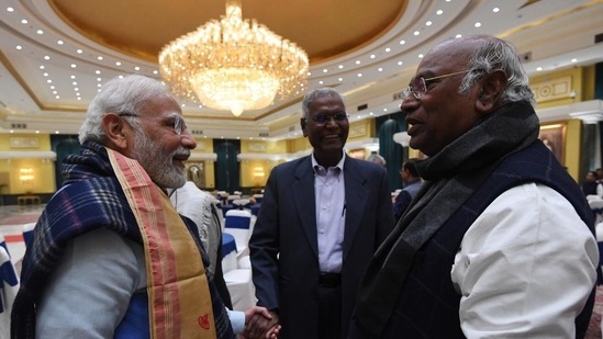 PM Modi meets with Congress party chief Mallikarjun Kharge. India was handed over the presidency by Indonesia which held the latest summit in November.(ANI/PIB)