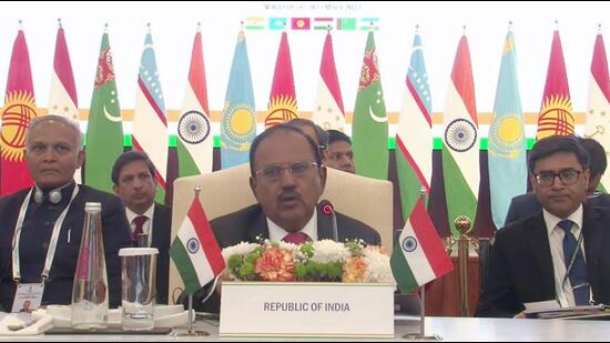 National Security Advisor Ajit Doval at the inaugural India-Central Asia meeting of NSAs and secretaries of security councils in New Delhi on Tuesday. (PTI Photo)