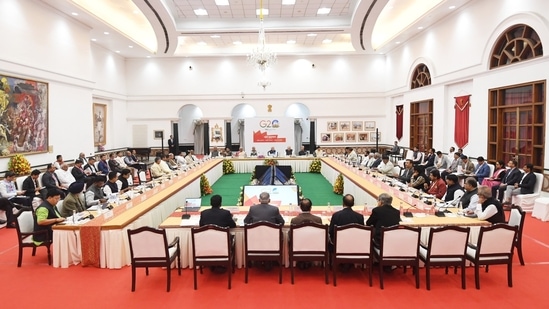 Political leaders participate in the meeting chaired by PM Modi, aimed at fortifying G20's success under India's presidency.(ANI/PIB)