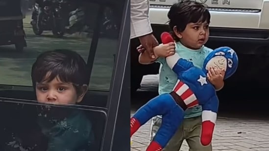 Jehangir Ali Khan with his special toy in Mumbai. (Viral Bhayani) (Viral Bhayani)