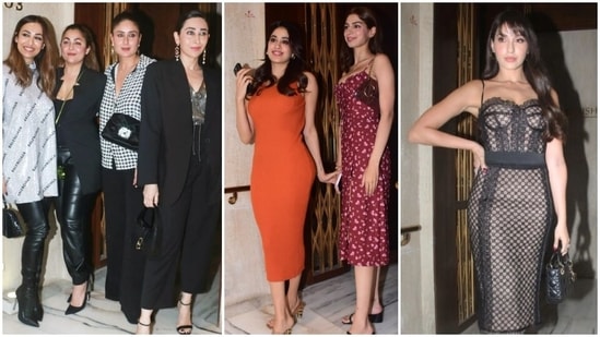 Malaika Arora, Kareena Kapoor, Janhvi Kapoor, Nora Fatehi, and others attend Manish Malhotra's birthday party. (HT Photo/Varinder Chawla)