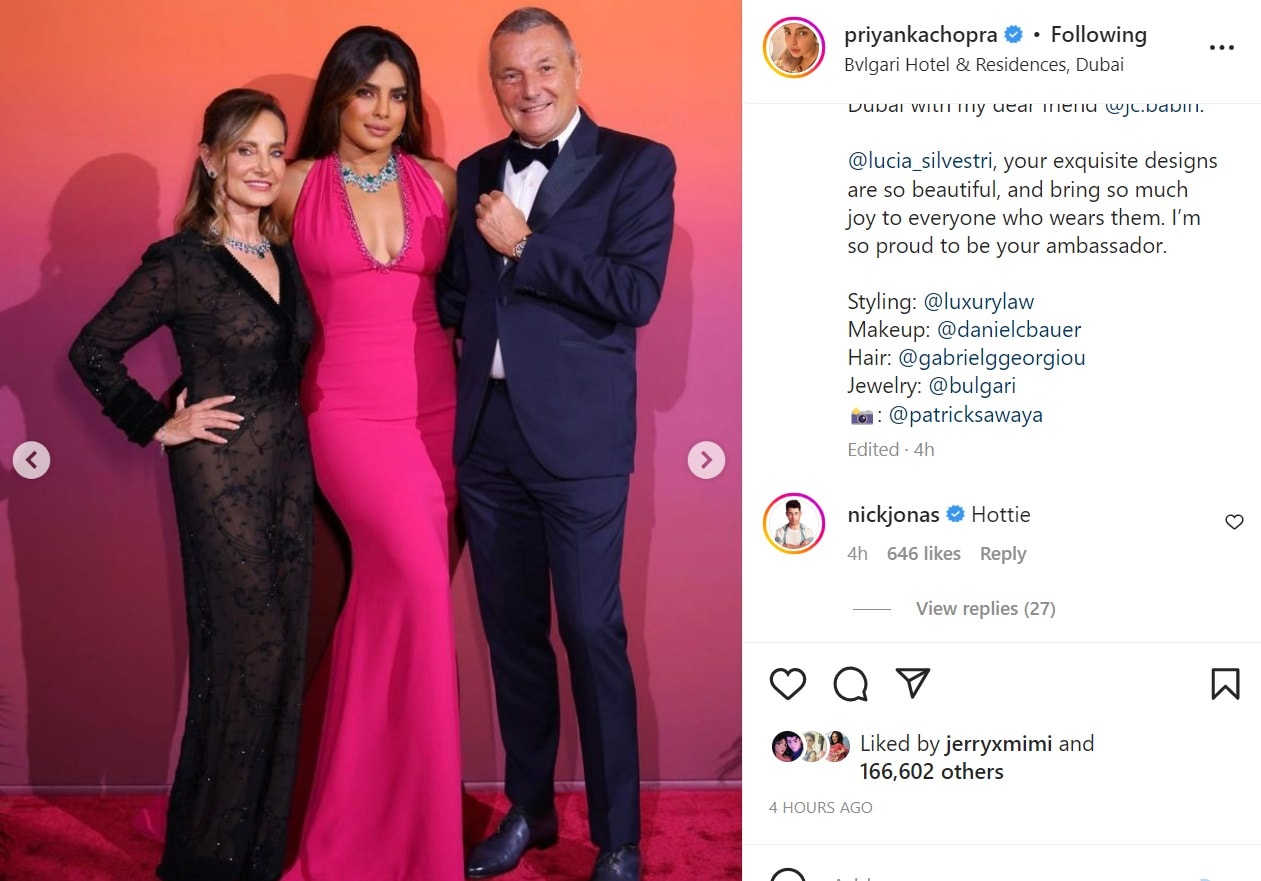 Nick Jonas commented on Priyanka Chopra's post.