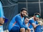 India's captain Rohit Sharma sits during a training session (AP)