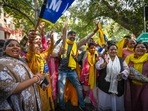 The AAP bagged 134 of the 250 wards on which votes were polled on Sunday. (HT Photo) The AAP bagged 134 of the 250 wards on which votes were polled on Sunday. (HT Photo)