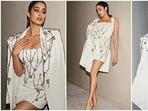 Janhvi Kapoor is walking into Christmas season dressed like an angel in white mini dress. (Instagram) Janhvi Kapoor is walking into Christmas season dressed like an angel in white mini dress. (Instagram)