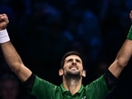 Serbia's Novak Djokovic celebrates Serbia's Novak Djokovic celebrates