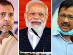 Rahul Gandhi, Narendra Modi and Arvind Kejriwal. Rahul Gandhi, Narendra Modi and Arvind Kejriwal.