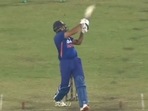 Rohit Sharma hits a six vs Bangladesh. Rohit Sharma hits a six vs Bangladesh.