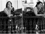 Kajol in floral saree for Salaam Venky promotions looks gorgeous in these black-and-white pictures. (Instagram) Kajol in floral saree for Salaam Venky promotions looks gorgeous in these black-and-white pictures. (Instagram)