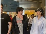 Arbaaz Khan and Malaika Arora with Arhaan Khan at Mumbai airport. (Viral Bhayani) Arbaaz Khan and Malaika Arora with Arhaan Khan at Mumbai airport. (Viral Bhayani)