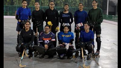 The Chandigarh women’s roller hockey team will be reaching Bengaluru after attending a 15-day coaching camp at KBDAV School, Sector 7, under the supervision of Harpreet Singh. (Ravi Kumar/HT)