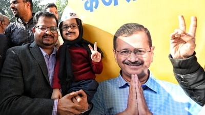 Toddler dressed up as AAP chief Arvind Kejriwal during the party's victory celebrations. (Sanchit Khanna/ HT) Toddler dressed up as AAP chief Arvind Kejriwal during the party's victory celebrations. (Sanchit Khanna/ HT)