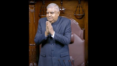 Rajya Sabha Chairman, Vice President Jagdeep Dhankhar greets at the first day of the Winter Session of the Parliament. (ANI) Rajya Sabha Chairman, Vice President Jagdeep Dhankhar greets at the first day of the Winter Session of the Parliament. (ANI)