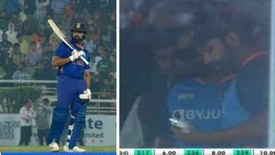 Rohit Sharma was rushed to a hospital for scans after the veteran opener sustained an injury on his left thumb (Screengrab/ Sony) Rohit Sharma was rushed to a hospital for scans after the veteran opener sustained an injury on his left thumb (Screengrab/ Sony)