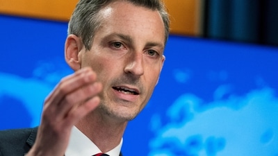 US state department spokesperson Ned Price speaks during a news conference in Washington. (Reuters)