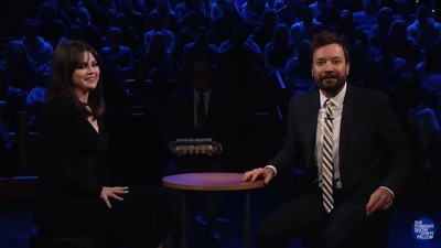 The image, taken from the YouTube video, shows Jimmy Fallon and Selena Gomez getting ready to play ‘Egg Roulette’ on The Tonight Show. (YouTube/@The Tonight Show Starring Jimmy Fallon)