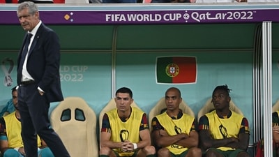 Cristiano Ronaldo sits (2-L) on the bench during the Qatar 2022 World Cup round of 16 football match between Portugal and Switzerland (AFP) Cristiano Ronaldo sits (2-L) on the bench during the Qatar 2022 World Cup round of 16 football match between Portugal and Switzerland (AFP)