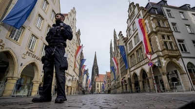 Germany: A German police officer stands guard. (AP)