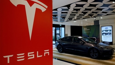 A Tesla model 3 car is seen. (Reuters)